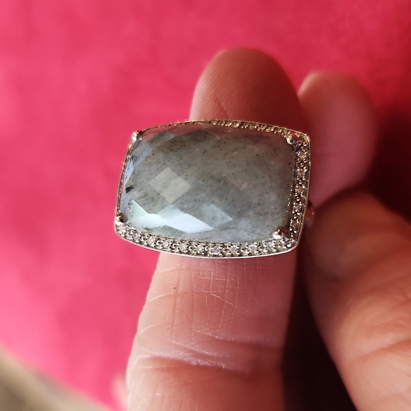 Labradorite Sterling and Diamond Ring - Picture 3 of 3